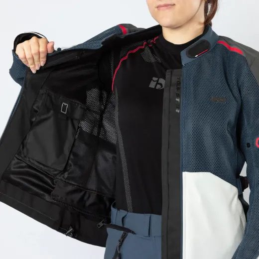 DÁMSKÁ BUNDA IXS TOURSTER-BIG AIR 1.0 X2-161605 SVĚTLE ŠEDÁ-MODRÁ-ČERVENÁ