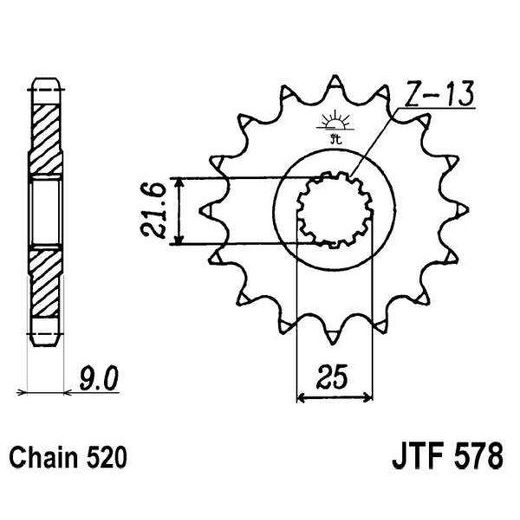 ŘETĚZOVÉ KOLEČKO JT JTF 578-16 16 ZUBŮ, 520