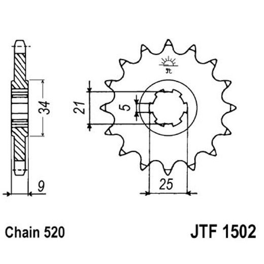 ŘETĚZOVÉ KOLEČKO JT JTF 1502-13 13 ZUBŮ, 520