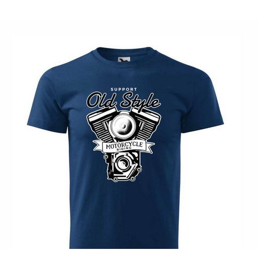 PÁNSKÉ TRIKO S MOTIVEM OLD STYLE - TMAVĚ MODRÉ