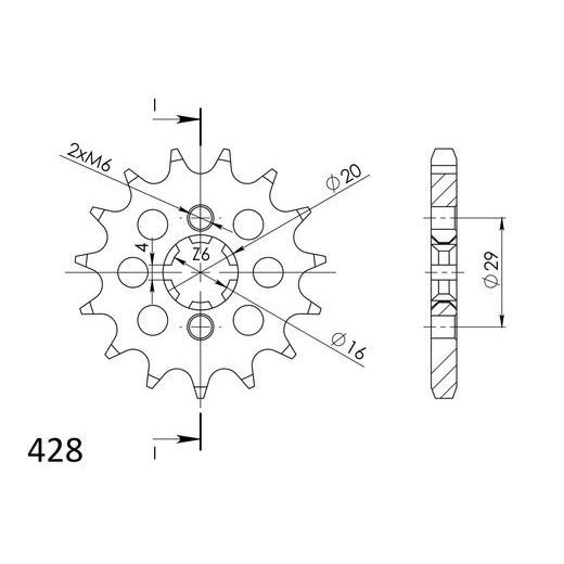 ŘETĚZOVÉ KOLEČKO SUPERSPROX CST-425:16 16 ZUBŮ, 428