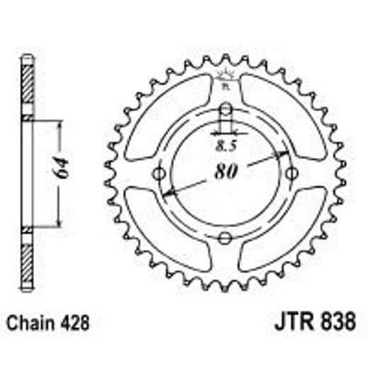 ŘETĚZOVÁ ROZETA JT JTR 838-45 45 ZUBŮ, 428