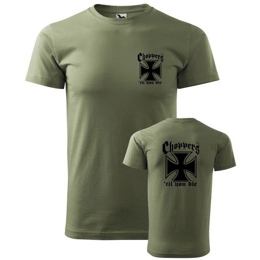 PÁNSKÉ TRIKO S MOTIVEM CHOPPERS 'TIL YOU DIE - KHAKI