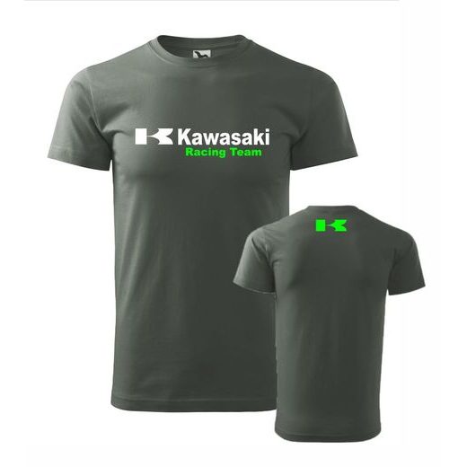 PÁNSKÉ TRIKO S MOTIVEM KAWASAKI RACING TEAM - TMAVĚ ŠEDÁ