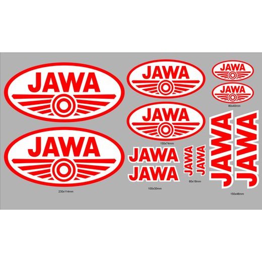 BAREVNÉ SAMOLEPKY S MOTIVEM JAWA - ČERVENÉ