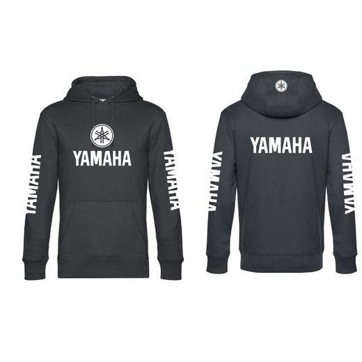 PÁNSKÁ MIKINA S KAPUCÍ A MOTIVEM YAMAHA 2 - TMAVĚ ŠEDÁ