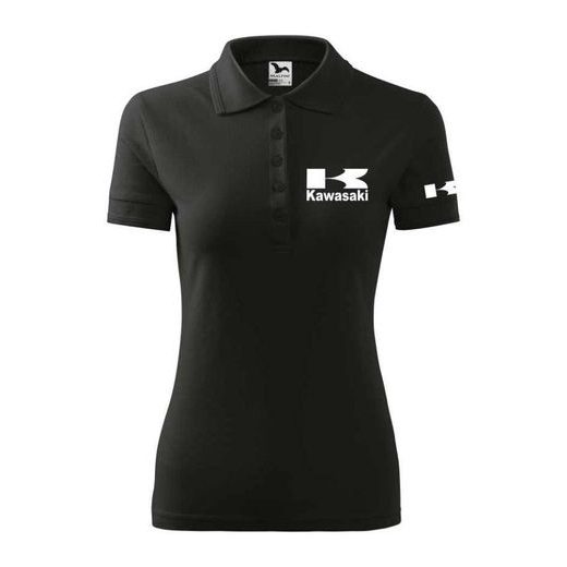 DÁMSKÉ POLO S MOTIVEM KAWASAKI - ČERNÉ