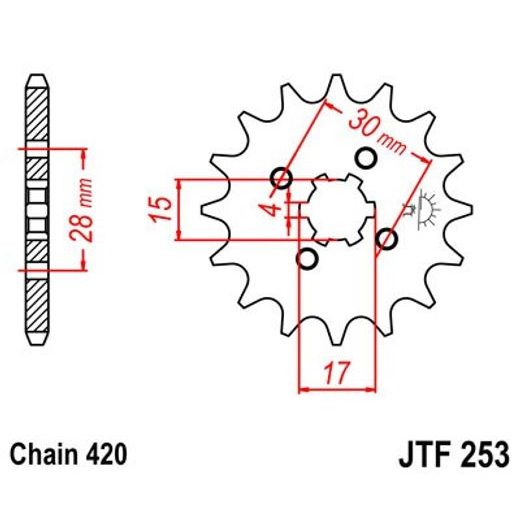 ŘETĚZOVÉ KOLEČKO JT JTF 253-17 17 ZUBŮ, 420