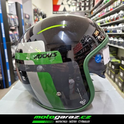 OTEVŘENÁ HELMA AXXIS HORNET SV OLD STYLE LESKLÁ ZELENÁ