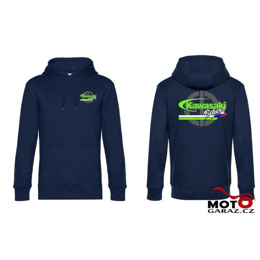 PÁNSKÁ KLUBOVÁ MIKINA S KAPUCÍ KAWASAKI BIKERS CZ - TMAVĚ MODRÁ
