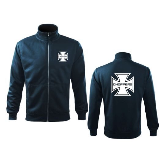 PÁNSKÁ MIKINA NA ZIP S MOTIVEM CHOPPERS - TMAVĚ MODRÁ