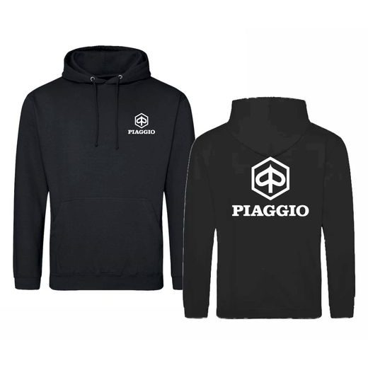 PÁNSKÁ MIKINA S KAPUCÍ A MOTIVEM PIAGGIO 1 - ČERNÁ