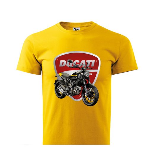 PÁNSKÉ TRIKO S MOTIVEM DUCATI SCRAMBLER - ŽLUTÉ