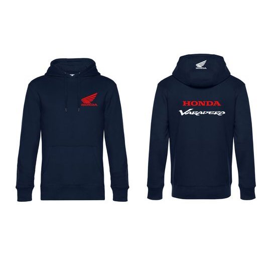 PÁNSKÁ MIKINA S KAPUCÍ A MOTIVEM HONDA VARADERO - TMAVĚ MODRÁ