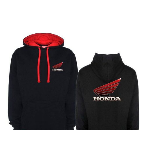 PÁNSKÁ MIKINA S KAPUCÍ A MOTIVEM HONDA - ČERNÁ