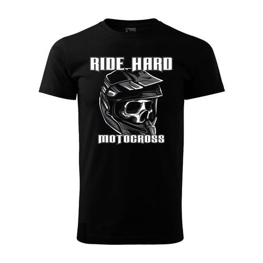 PÁNSKÉ TRIKO S MOTIVEM MOTOCROSS RIDE HARD - ČERNÉ