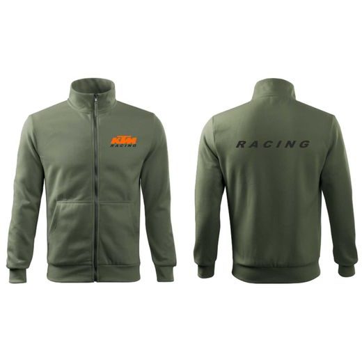 PÁNSKÁ MIKINA NA ZIP S MOTIVEM KTM RACING 2 - KHAKI