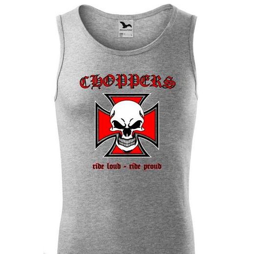PÁNSKÉ TÍLKO CHOPPERS RIDE LOUD - RIDE PROUD ŠEDÉ