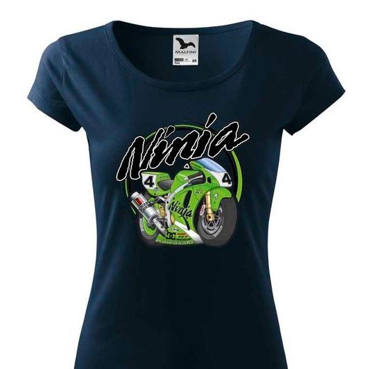 DÁMSKÉ TRIKO S MOTIVEM KAWASAKI NINJA - TMAVĚ MODRÉ