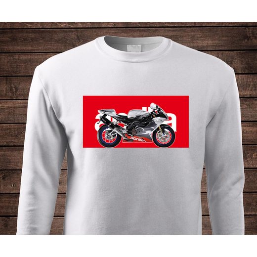 PÁNSKÁ MIKINA S MOTIVEM APRILIA RSV 1000 R - BÍLÁ