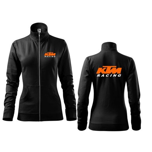 DÁMSKÁ MIKINA NA ZIP S MOTIVEM KTM RACING - ČERNÁ