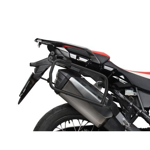 KOMPLETNÍ SADA ČERNÝCH HLINÍKOVÝCH KUFRŮ SHAD TERRA BLACK, 48L TOPCASE 36L/47L BOČNÍ KUFRY, VČETNĚ MONTÁŽNÍ SADY A PLOTNY SHAD HONDA CRF 1000 AFRICA TWIN