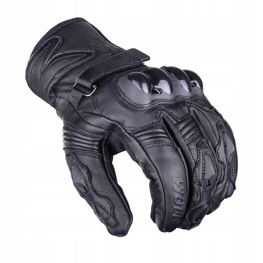 WOLF SPIRAL BLACK KOŽENÉ RUKAVICE NA MOTORKU