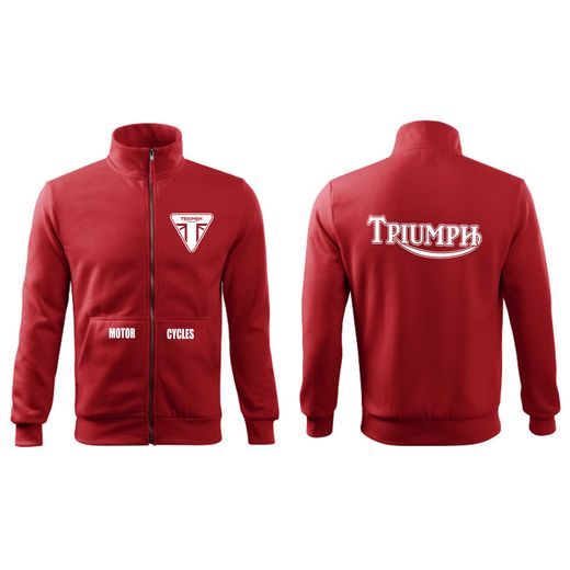 PÁNSKÁ MIKINA NA ZIP S MOTIVEM TRIUMPH - ČERVENÁ