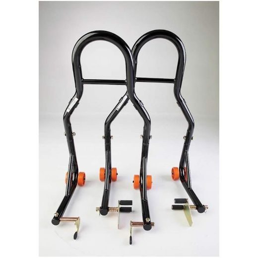 SADA 2 MOTOCYKLOVÝCH STOJANŮ BIKETEC PŘEDNÍ A ZADNÍ TYP-V