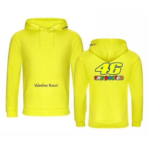 PÁNSKÁ MIKINA S KAPUCÍ A MOTIVEM VALENTINO ROSSI - ŽLUTÁ