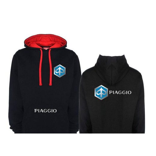 PÁNSKÁ MIKINA S KAPUCÍ A MOTIVEM PIAGGIO - ČERNÁ