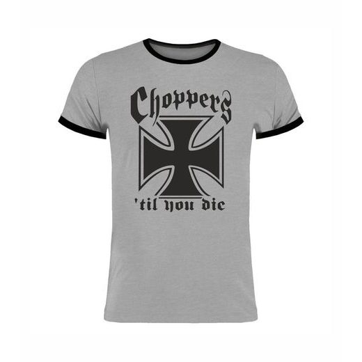 PÁNSKÉ TRIKO S MOTIVEM CHOPPERS 'TIL YOU DIE 1 - ŠEDÉ