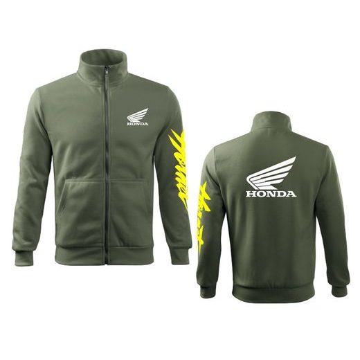 PÁNSKÁ MIKINA NA ZIP S MOTIVEM HONDA HORNET 1 - KHAKI
