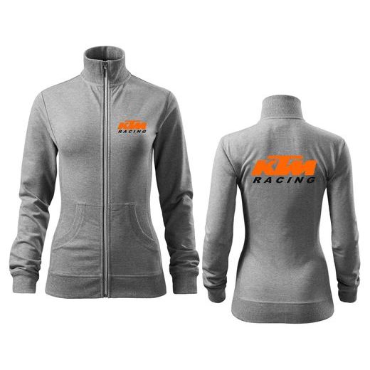 DÁMSKÁ MIKINA NA ZIP S MOTIVEM KTM RACING - ŠEDÁ