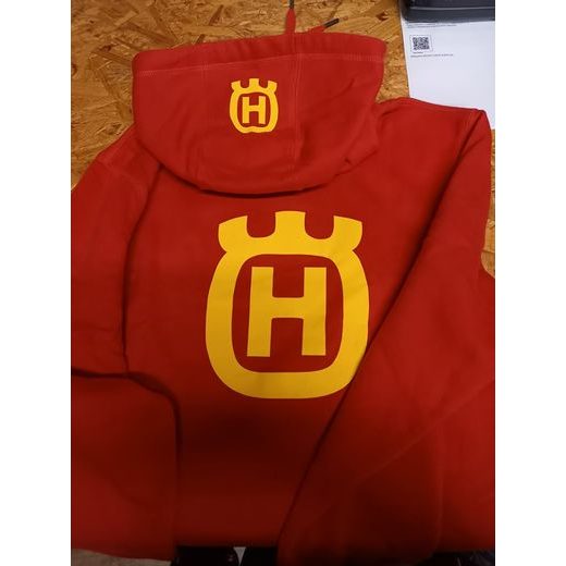 PÁNSKÁ MIKINA S KAPUCÍ A MOTIVEM HUSQVARNA - ČERVENÁ