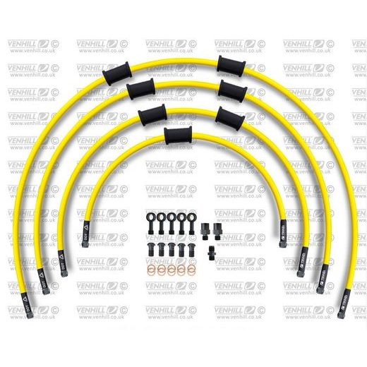 STANDARD HADICE PŘEDNÍ BRZDY SADA VENHILL POWERHOSEPLUS HON-10034FB-YE (4 HADICE V SADĚ) ŽLUTÉ HADICE, ČERNÉ KONCOVKY