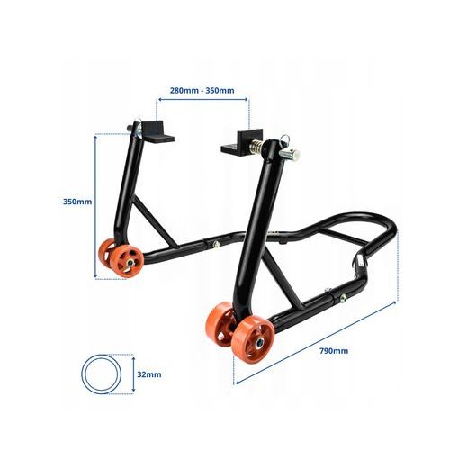 SADA 2 MOTOCYKLOVÝCH STOJANŮ BIKETEC PŘEDNÍ A ZADNÍ TYP-L