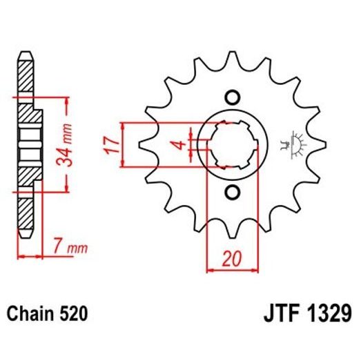 ŘETĚZOVÉ KOLEČKO JT JTF 1329-14 14 ZUBŮ, 520