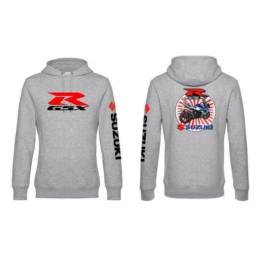 DÁMSKÁ MIKINA S KAPUCÍ A MOTIVEM SUZUKI GSXR - SVĚTLE ŠEDÁ
