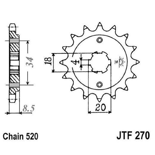 ŘETĚZOVÉ KOLEČKO JT JTF 270-14 14 ZUBŮ, 520