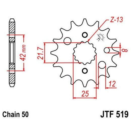 ŘETĚZOVÉ KOLEČKO JT JTF 519-17 17 ZUBŮ, 530