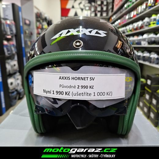OTEVŘENÁ HELMA AXXIS HORNET SV OLD STYLE LESKLÁ ZELENÁ
