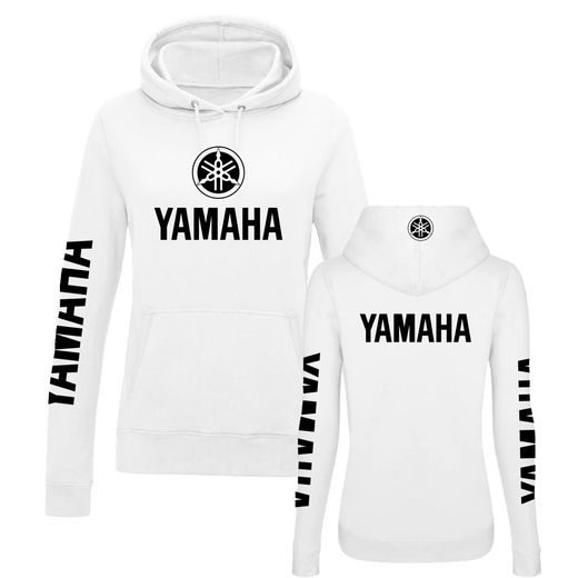 DÁMSKÁ MIKINA S KAPUCÍ A MOTIVEM YAMAHA 1 - BÍLÁ