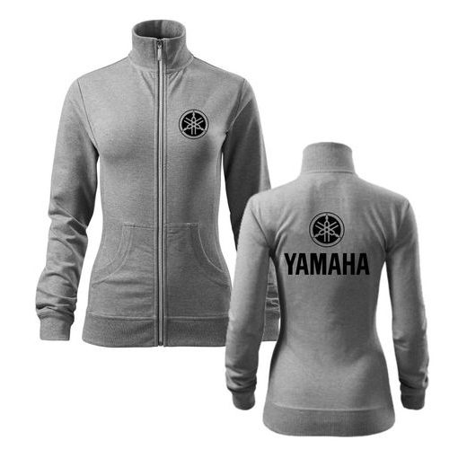 DÁMSKÁ MIKINA NA ZIP S MOTIVEM YAMAHA 1 - ŠEDÁ