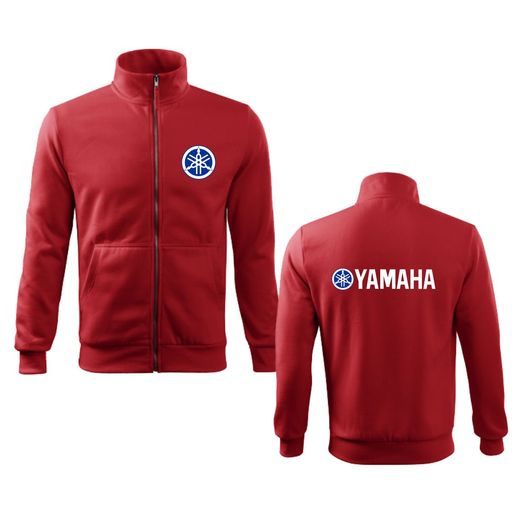 PÁNSKÁ MIKINA NA ZIP S MOTIVEM YAMAHA - ČERVENÁ