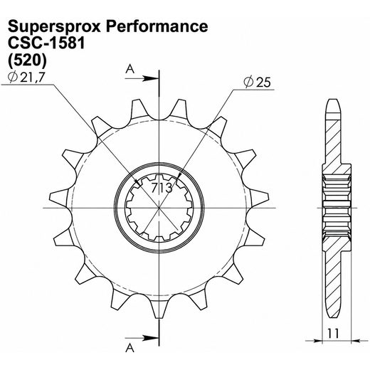 ŘETĚZOVÉ KOLEČKO SUPERSPROX CSC-1581:15.5 15 ZUBŮ, 520