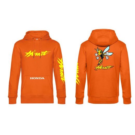 PÁNSKÁ MIKINA S KAPUCÍ A MOTIVEM HONDA HORNET - OARNŽOVÁ