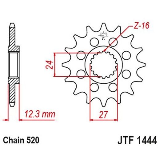 ŘETĚZOVÉ KOLEČKO JT JTF 1444-17 17 ZUBŮ, 520