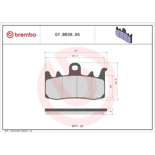 BRZDOVÉ DESTIČKY BREMBO 07BB3895 CC ROAD