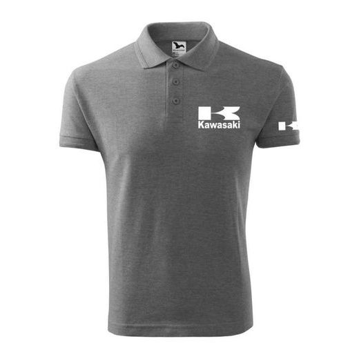 PÁNSKÉ POLO S MOTIVEM KAWASAKI - ŠEDÁ